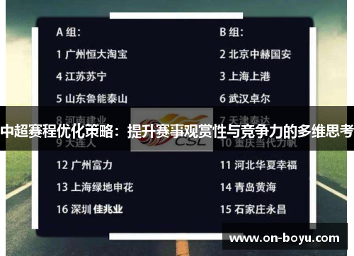 中超赛程优化策略：提升赛事观赏性与竞争力的多维思考