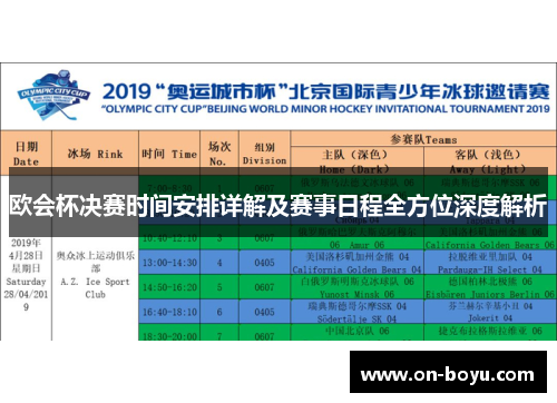 欧会杯决赛时间安排详解及赛事日程全方位深度解析